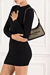 Сумка B-Army из холста с кожаными вставками цвета хаки женская Balmain - печать логотипа. 80% текстиль, 20% натуральная кожа. Размер: 19 x 12 x 7,5 см. Длина ремня: регулируемый ремешок. застежка-молния сверху с золотой отделкой. Страна производитель: Франция. Уход: специализированная чистка - фото 2