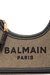 Balmain Сумка B-Army из холста с кожаными вставками цвета хаки женская - печать логотипа. 80% текстиль, 20% натуральная кожа. Размер: 19 x 12 x 7,5 см. Длина ремня: регулируемый ремешок. застежка-молния сверху с золотой отделкой. Страна производитель: Франция. Уход: специализированная чистка - фото 5