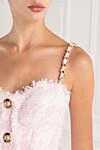 Balmain Платье А-силуэта розовое из твида с узором гусиная лапка и бретельками - фирменные пуговицы. 71% хлопок, 12% полиамид, 5% полиэстер, 12% акрил. молния. Страна производитель: Франция. Уход: специализированная чистка - фото 5