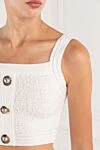 Balmain Белый костюм с юбкой из твида с люрексом и декоративными пуговицами черный - люрекс. 41% полиамид, 35% вискоза, 23% хлопок, 1% эластан. 2 декоративных кармана. молния. Страна производитель: Франция. Уход: специализированная чистка - фото 5