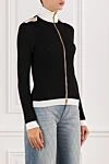 Balmain Вязаный кардиган с высоким контрастным воротом на молнии - контрастные погоны с декоративными пуговицами Цепной лев из золотистого металла. 84% вискоза, 16% полиэстер. Застежка молния. Страна производитель: Франция. Уход: специализированная чистка - фото 3