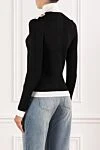 Вязаный кардиган с высоким контрастным воротом на молнии Balmain - контрастные погоны с декоративными пуговицами Цепной лев из золотистого металла. 84% вискоза, 16% полиэстер. Застежка молния. Страна производитель: Франция. Уход: специализированная чистка - фото 4