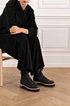 Хайкеры черные стеганые с кристалами из натуральной кожи женские Le Silla - кристаллы. 100% натуральная кожа . шнурки. Страна производитель: Италия. Уход: специализированная чистка - фото 2