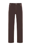 Brioni Мужские прямые джинсы из хлопка темно-коричневого цвета - логотип бренда. 98% хлопок, 2% эластан. пуговица, молния. пять карманов. Страна производитель: Италия. Уход: специализированная чистка - фото 1