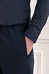 Brioni Чоловічі штани з бавовни темно-синього кольору з широкою гумкою - 100% бавовна. дві бічні кишені, одна задня кишеня. Країна виробник: Італія. Догляд: спеціалізоване чищення - фото 5