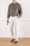 Linen shirt in grey-olive color with a breast pocket Brioni - 100% linen. buttons. one chest pocket. Country of manufacture: Italy. Care: specialized cleaning - photo 2
