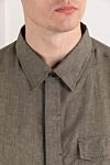Brioni Linen shirt in grey-olive color with a breast pocket - 100% linen. buttons. one chest pocket. Country of manufacture: Italy. Care: specialized cleaning - photo 5