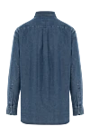 Men's cotton denim shirt blue with elbow pads Brioni - 100% cotton. buttons. Country of manufacture: Italy. Care: specialized cleaning - photo 6