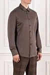 Brioni Мужская коричневая рубашка из мягкого кашемира с классическим воротником - 100% кашемир. пуговицы. Страна производитель: Италия. Уход: специализированная чистка - фото 3