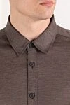Brioni Мужская коричневая рубашка из мягкого кашемира с классическим воротником - 100% кашемир. пуговицы. Страна производитель: Италия. Уход: специализированная чистка - фото 5