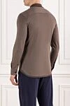 Коричневая мужская рубашка из кашемира и хлопка с контрастным воротником Brioni - 65% кашемир, 35% хлопок. пуговицы. Страна производитель: Италия. Уход: специализированная чистка - фото 4