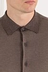 Brioni Коричневая мужская рубашка из кашемира и хлопка с контрастным воротником - 65% кашемир, 35% хлопок. пуговицы. Страна производитель: Италия. Уход: специализированная чистка - фото 5