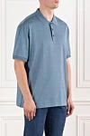 Brioni Поло з тонкої бавовни та шовку в димчасто-блакитному виконанні - 76% бавовна, 24% шовк. гудзики. Країна виробник: Італія. Догляд: спеціалізоване чищення - фото 3