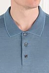 Brioni Поло з тонкої бавовни та шовку в димчасто-блакитному виконанні - 76% бавовна, 24% шовк. гудзики. Країна виробник: Італія. Догляд: спеціалізоване чищення - фото 5