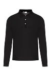 Brioni Men's black silk polo shirt with long sleeves - 100% silk. . Fastener: button. Country of manufacture: Italy. Care: specialized cleaning - photo 1