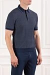 Brioni Синее поло из дышащего хлопка с декоративной вязкой и контрастным воротником - декоративная вязка. 100% хлопок. пуговицы. Страна производитель: Италия. Уход: специализированная чистка - фото 3