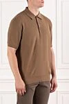 Brioni Трикотажное коричневое поло с рельефной фактурой и шелковистым блеском - рельефная фактура. 57% хлопок, 37% шелк, 9% кашемир. пуговицы. Страна производитель: Италия. Уход: специализированная чистка - фото 3