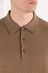 Brioni Трикотажное коричневое поло с рельефной фактурой и шелковистым блеском - рельефная фактура. 57% хлопок, 37% шелк, 9% кашемир. пуговицы. Страна производитель: Италия. Уход: специализированная чистка - фото 5