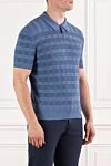 Brioni Голубое поло с рельефным рисунком и воротником на молнии - узор клетка. 100% хлопок. молния. Страна производитель: Италия. Уход: специализированная чистка - фото 3