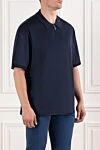 Brioni Поло синее из мягкого хлопка с короткими рукавами и молнией - 100% хлопок. молния. Страна производитель: Италия. Уход: специализированная чистка - фото 3