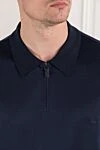 Brioni Поло синее из мягкого хлопка с короткими рукавами и молнией - 100% хлопок. молния. Страна производитель: Италия. Уход: специализированная чистка - фото 5