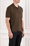 Brioni Коричневое поло в рельефный рубчик с воротником без застежки - рубчик. 41% хлопок, 34% лен, 25% кашемир. Страна производитель: Италия. Уход: специализированная чистка - фото 3
