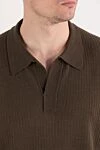 Brioni Коричневое поло в рельефный рубчик с воротником без застежки - рубчик. 41% хлопок, 34% лен, 25% кашемир. Страна производитель: Италия. Уход: специализированная чистка - фото 5