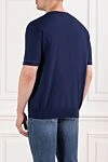 Джемпер синий с коротким рукавом из хлопка в рельефный рубчик Brioni - 100% хлопок. Страна производитель: Италия. Уход: специализированная чистка - фото 4