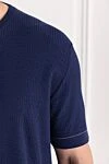 Brioni Джемпер синий с коротким рукавом из хлопка в рельефный рубчик - 100% хлопок. Страна производитель: Италия. Уход: специализированная чистка - фото 5
