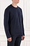 Brioni Blue sweatshirt made of soft cotton jersey without decoration - 100% cotton. Country of manufacture: Italy. Care: specialized cleaning - photo 3