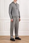 Brioni Комплект з брюками та худі з тонкого трикотажу у світло-сірому тоні - 42% бавовна, 35% кашемір, 15% шовк, 8% поліамід. капюшон. блискавка. дві бічні кишені. Країна виробник: Італія. Догляд: спеціалізоване чищення - фото 3