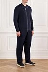 Brioni Трикотажный комплект в насыщенном синем цвете с воротником и застёжкой на молнию - 42% хлопок, 35% кашемир, 15% шелк, 8% полиамид. молния. два боковых кармана. Страна производитель: Италия. Уход: специализированная чистка - фото 3