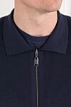 Brioni Трикотажный комплект в насыщенном синем цвете с воротником и застёжкой на молнию - 42% хлопок, 35% кашемир, 15% шелк, 8% полиамид. молния. два боковых кармана. Страна производитель: Италия. Уход: специализированная чистка - фото 5