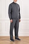 Brioni Сірий спортивний костюм із фактурними манжетами та широкими брюками - 66% вовна, 29% бавовна, 5% поліамід. блискавка. дві бічні кишені. Країна виробник: Італія. Догляд: спеціалізоване чищення - фото 3