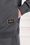 Сірий спортивний костюм із фактурними манжетами та широкими брюками Brioni - 66% вовна, 29% бавовна, 5% поліамід. блискавка. дві бічні кишені. Країна виробник: Італія. Догляд: спеціалізоване чищення - фото 6