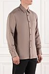 Brioni Рубашка из смеси шёлка и льна с нагрудным карманом и пуговицами в тон - 56% шелк, 44% лен. пуговицы. нагрудный карман. Страна производитель: Италия. Уход: специализированная чистка - фото 3
