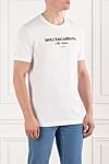 Dolce & Gabbana Мужская футболка из мягкого хлопка с черным принтом бренда - принт бренда. 100% хлопок. Страна производитель: Италия. Уход: специализированная чистка - фото 3