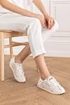 Сникеры-слипоны NS1 из комбинированных материалов белые женские Dolce & Gabbana - кружево . 43% полиамид 21% телячья кожа 20% вискоза 5% хлопок 1% ПВХ. резиновая подошва . шнуровка. Страна производитель: Италия. Уход: специализированная чистка - фото 2