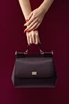 Large Sicily bag with short handle made of textured leather burgundy women's Dolce & Gabbana - Decoration: branded plaque with two types of galvanic coating. 100% plonge calfskin. Dimensions: 26 x 21 x 12 cm. Strap length: removable and adjustable shoulder strap in Dauphine calfskin. internal zip pocket with logo and smartphone pocket. front flap with double hidden magnet closure. Country of manufacture: Italy. Care: specialized cleaning - photo 6