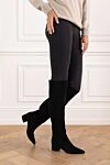 High black suede boots with a pointed toe and a stable heel Gianvito Rossi - 100% suede. Country of manufacture: Italy. Care: specialized cleaning - photo 2