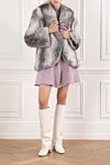 Women's fox fur coat with soft texture and shine gray FG Furs - natural gradient. 100% natural fox fur. Country of manufacture: Italy. Care: specialized cleaning - photo 2