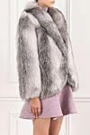 FG Furs Women's fox fur coat with soft texture and shine gray - natural gradient. 100% natural fox fur. Country of manufacture: Italy. Care: specialized cleaning - photo 3