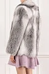 Women's fox fur coat with soft texture and shine gray FG Furs - natural gradient. 100% natural fox fur. Country of manufacture: Italy. Care: specialized cleaning - photo 4