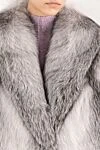 FG Furs Women's fox fur coat with soft texture and shine gray - natural gradient. 100% natural fox fur. Country of manufacture: Italy. Care: specialized cleaning - photo 5