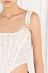 Fleur de Paris White lace corset with floral pattern and zipper - openwork pattern. 69% cotton, 31% viscose. Fastener: zipper. Country of manufacture: Italy. Care: specialized cleaning - photo 5
