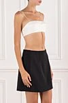 Fleur de Paris Белый укороченный топ с открытой спиной и тонкими бретелями с лентами на спине - 100% полиэстер. завязка. Страна производитель: Италия. Уход: специализированная чистка - фото 3