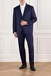 Men's blue suit with a two-button jacket Sartoria Latorre - 100% wool. buttons. two side pockets, one chest pocket. Country of manufacture: Italy. Care: specialized cleaning - photo 2