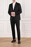 Смокинг мужской чёрный однобортный с атласными лацканами Sartoria Latorre - 100% шерсть. пуговицы. два боковых кармана, один нагрудный карман. Страна производитель: Италия. Уход: специализированная чистка - фото 2