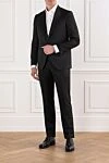 Men's black single-breasted tuxedo with satin lapels Sartoria Latorre - 100% wool. buttons. two side pockets, one chest pocket. Country of manufacture: Italy. Care: specialized cleaning - photo 2