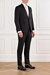 Sartoria Latorre Men's black single-breasted tuxedo with satin lapels - 100% wool. buttons. two side pockets, one chest pocket. Country of manufacture: Italy. Care: specialized cleaning - photo 3